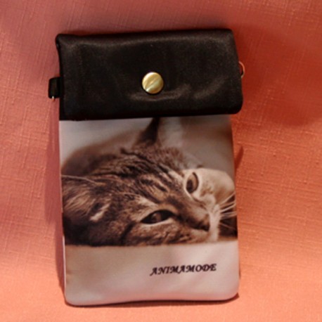 Pochette de téléphone tête chat tigré